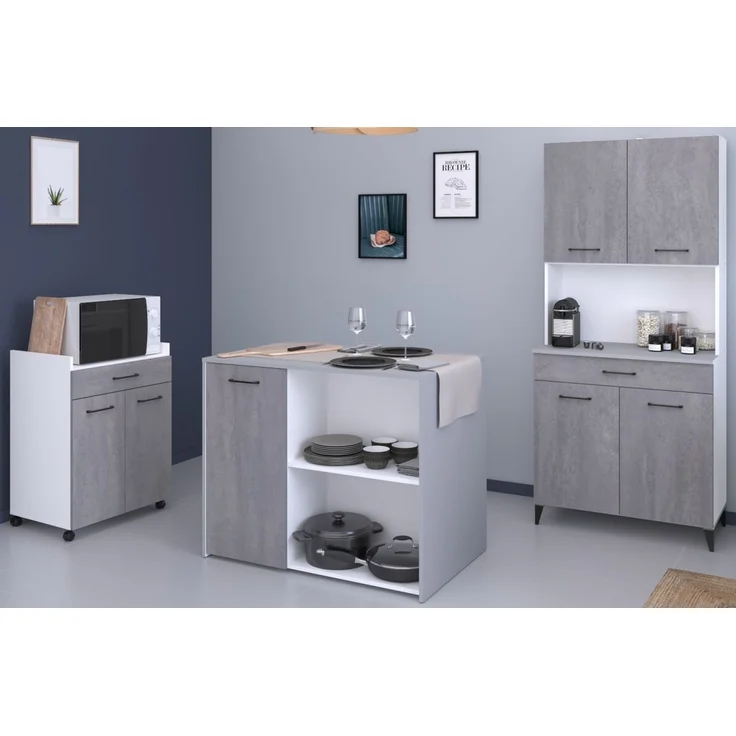 Parisot Küchenschrank Set 3-tlg. Malice in Beton grau und weiß – Bild 1