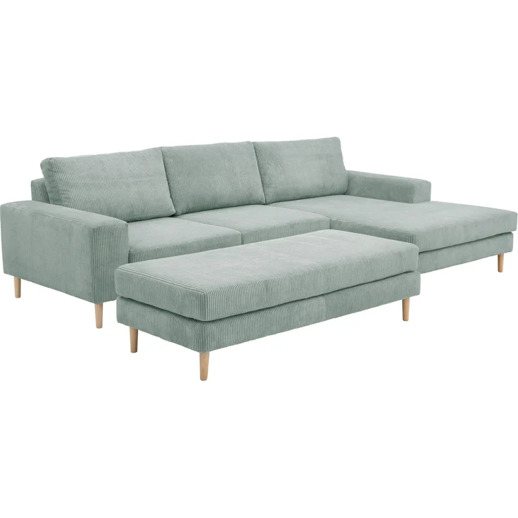Sofa mit Longchair rechts Kaylynn Cordstoff silber – Bild 7