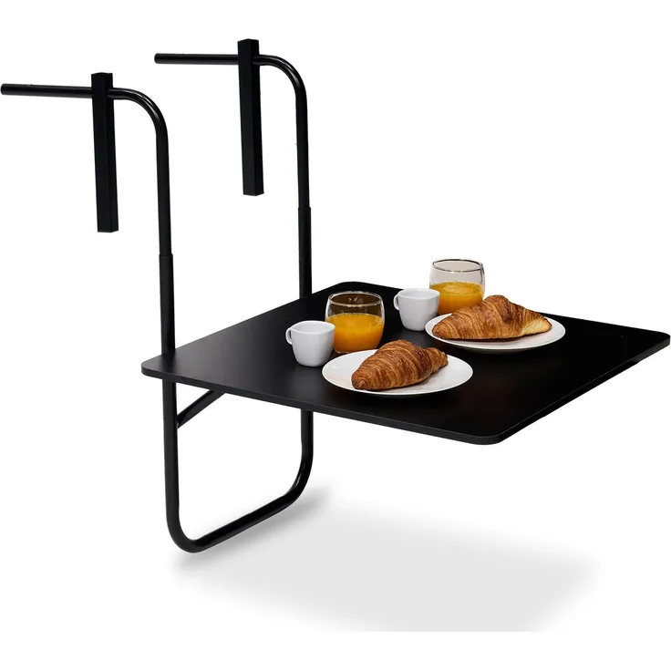 Infinity Goods Balkontisch – klappbar – 60 x 60 cm – verstellbar – hängend – schwarz