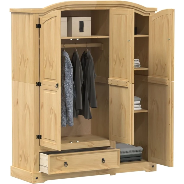 vidaXL Kleiderschrank Corona 151,5x52x186 cm Massivholz Kiefer 4012160 – Bild 2