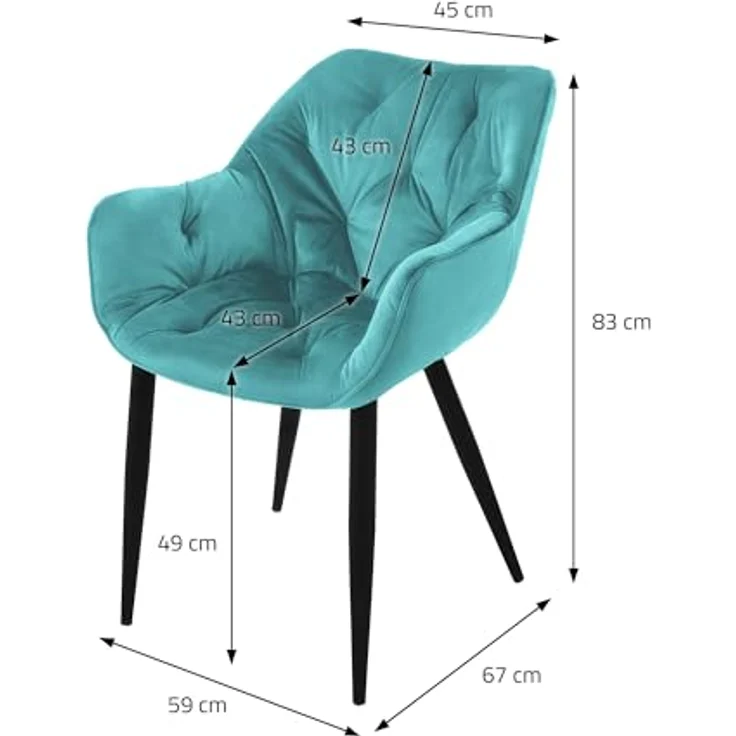 ML-DESIGN Stuhl Esszimmerstuhl mit Rückenlehnen und Armlehnen aus Samt mit Metallbeine (4 St), Ergonomischer Sessel Blau Wohnzimmerstuhl Polsterstuhl – Bild 4
