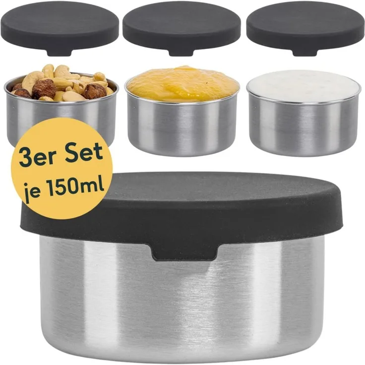 SILBERTHAL Dipschale Mini Dose aus Edelstahl 3er Set, Edelstahl, (3-tlg)