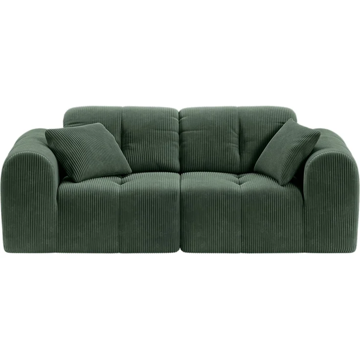 skølm 'Vanaheim' Sofa 2 Sitzer mit 2 Kissen, Cloud Sofa dunkelgrün, Cord, Vollschaumcouch mit Federkern und Vakuum-Kompression, kein Aufbau erforderlich – Bild 12