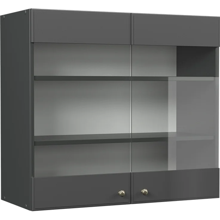 Küchenglasschrank Fame-Line Anthrazit-Gold Landhaus 80 cm Vicco – Bild 1