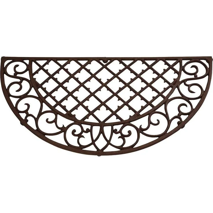 Rustikaler Fussabtreter Halbrund Gusseisen Braun Jugendstil Fußmatte 67 x 34cm