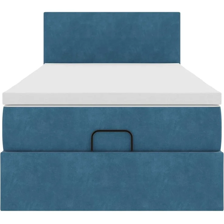 vidaXL Ottoman-Bett mit Matratze & LEDs Dunkelblau 100x200 cm Samt 3312534 – Bild 6