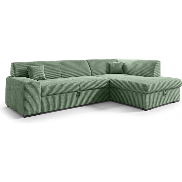 AX LIVING Eckschlafcouch mit Bettkasten Lucera 260 cm Salbeigrün R – Bild 4