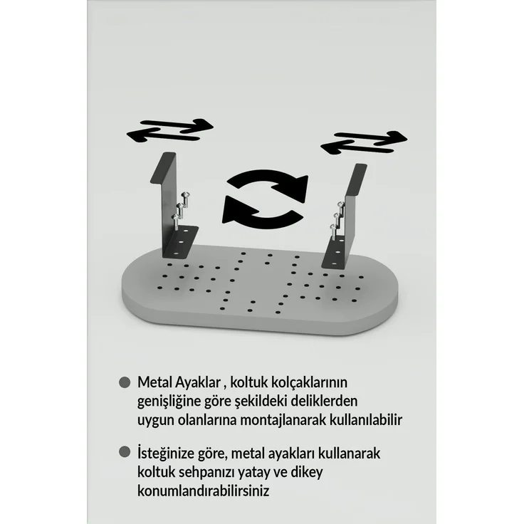 Verstellbarer Sofa-Arm Beistelltisch 70 x 60 cm Spanplatte Grau 89321759 [en. casa] – Bild 5