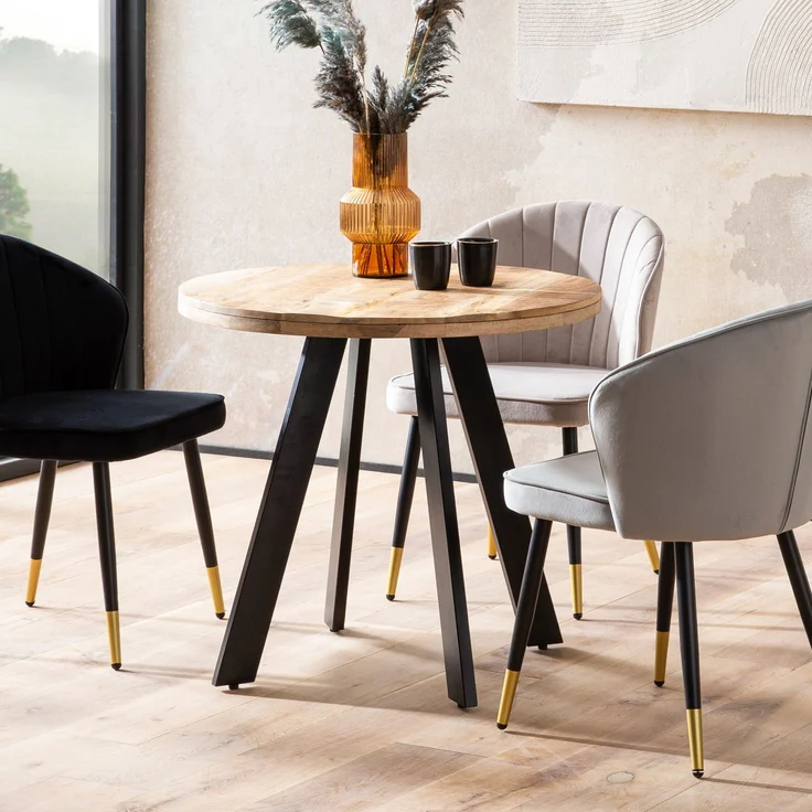 FINEBUY Esstisch FB105152 (80x80x75 cm, Mango Massivholz Rund, Modern), Esszimmertisch Klein, Holztisch Esszimmer Modern – Bild 1