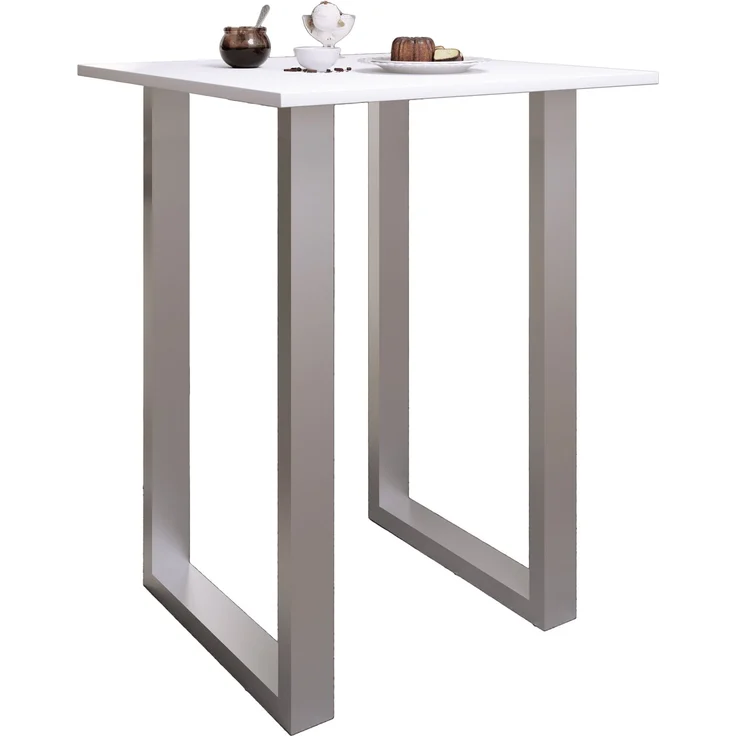 VCM Bartisch Xona 920137 Silber / Weiß H. 102 x B. 80 x T. 80 cm – Bild 1