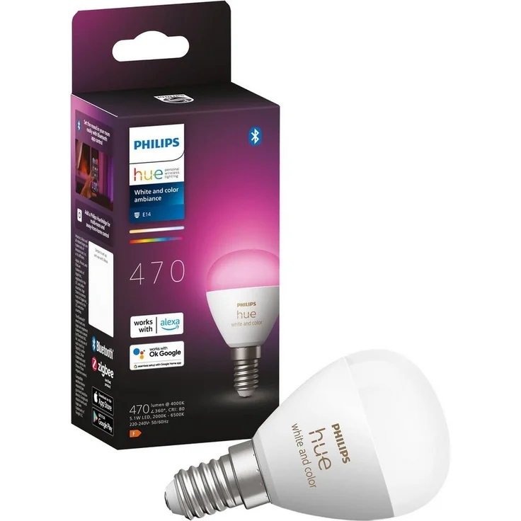 Philips Hue LED Luster E14 BT 5,1W 470lm White Color Ambiance EEK F – Bild 2