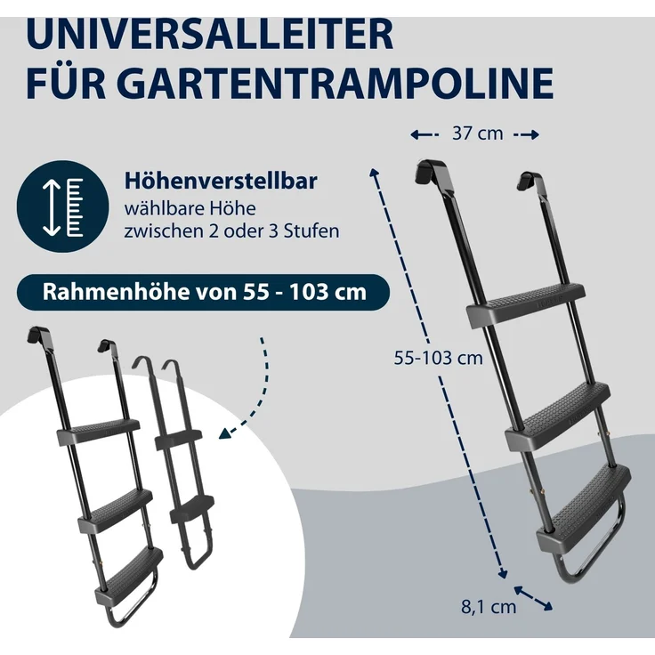 Höhenverstellbare Trampolinleiter, von 55 bis 103 cm – Bild 1