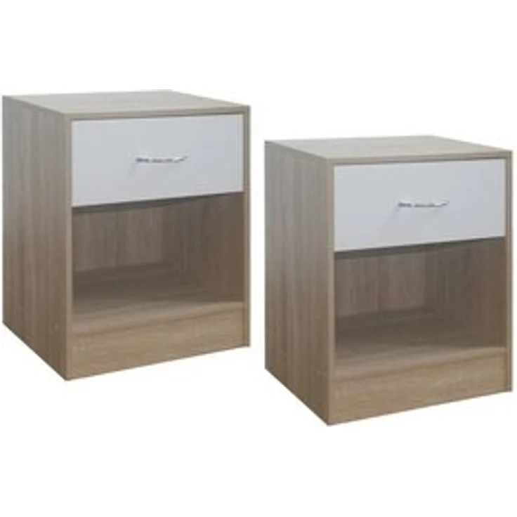 HTI-Living Nachtschrank Nachtschrank 2er Set Thekla Sonoma/Weiß (Set, 2-St, 2 Nachtschränke) Nachttisch Nachtkommode – Bild 5