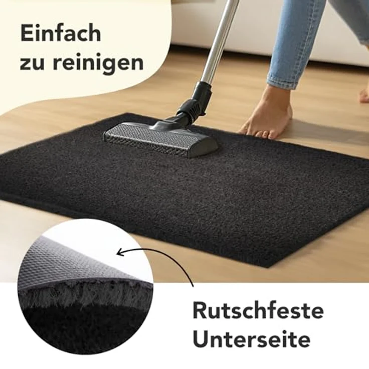 KARAT Fußmatte für Außen und Innen, 60x90 cm Schwarz 17mm Höhe, Türmatte aus Kokos, Schmutzfangmatte, Kokosmatte mit Rutschfester Rückseite für Haustür, Eingang – Bild 4