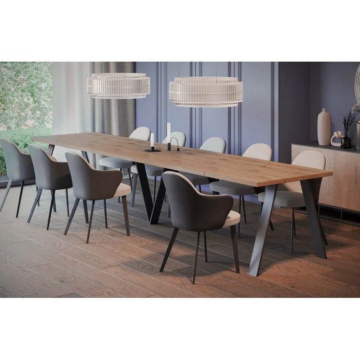 Endo-Moebel Esstisch Lungo XXL 130-405 cm, Metallgestell, ausziehbar, erweiterbar, riesiger Kulissentisch, 4m, extra lang und groß, stabil – Bild 5