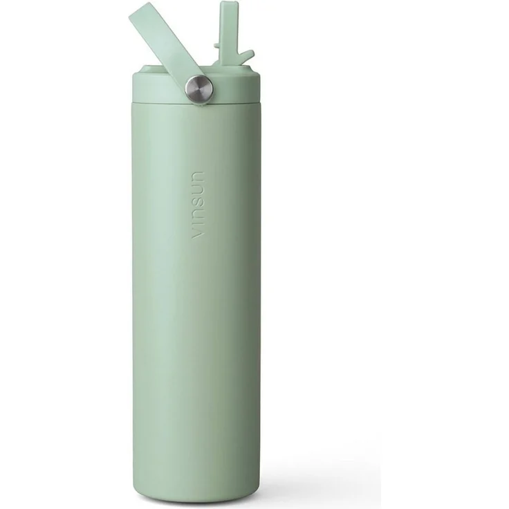 Vinsun Isolierflasche Thermoflasche 750ml mit Strohhalm - Sport Trinkflasche mit Tragegriff, Auslaufsicher, doppelwandig isoliert, geruchs- und geschmacksneutral – Bild 1