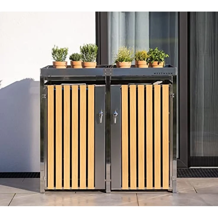 Westmann Mülltonnenbox Planta Edelstahl | 2x240 L – Bild 2