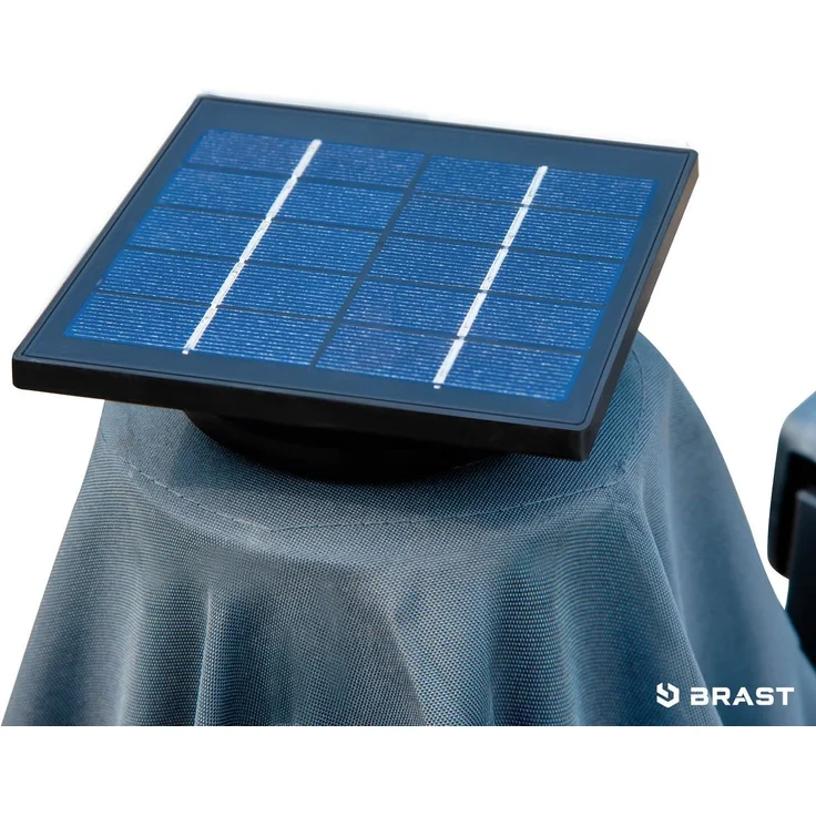 BRAST Alu Sonnenschirm Ampelschirm Ø360cm Grau + LEDs Windsicherung & Schützhülle UV-Schutz 80+ wasserabweisend mit Kurbelvorrichtung drehbar schwenkbar & höhenverstellbar – Bild 10
