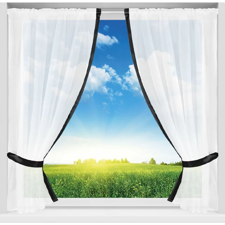 Gardinenset mit Stangendurchzug, Serie: Satin ca. 140x120 cm Auswahl: schwarz - jet black – Bild 3