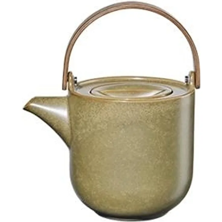 ASA Selection coppa miso Teekanne mit Holzgriff, Tee Kanne, Porzellan, Gelb, 1 L, 19370194