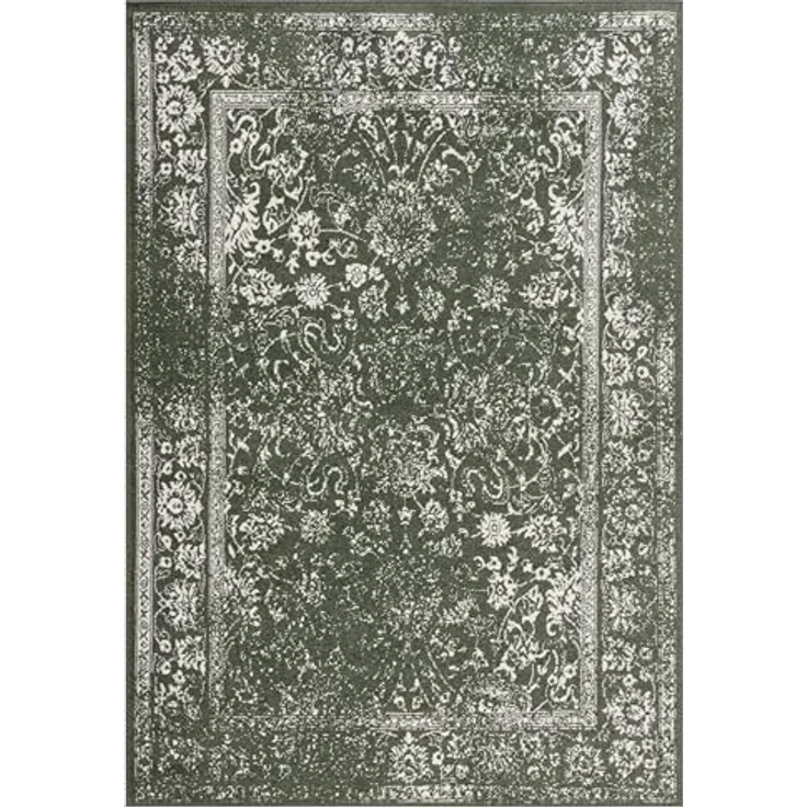 Safavieh Teppich 155x229 cm - Adirondack Collection - Transitional Design, Dunkelgrün & Elfenbein, Pflegeleichte Synthetikmischung, Ideal für Wohnzimmer, Schlafzimmer, Büro | 1 cm Flor, Teppich für den Innenbereich, langlebig, kinder- und haustierfre... – Bild 2