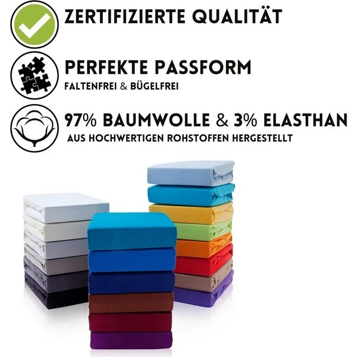Hometex Premium Textiles Spannbettlaken Premium Boxspringbett Spannbetttuch ideal für Wasserbett und Matratzen, Jersey, Gummizug: Rundumgummizug, Spannbettlaken Premium Qualität 190 g/m², Gekämmte Baumwolle – Bild 3