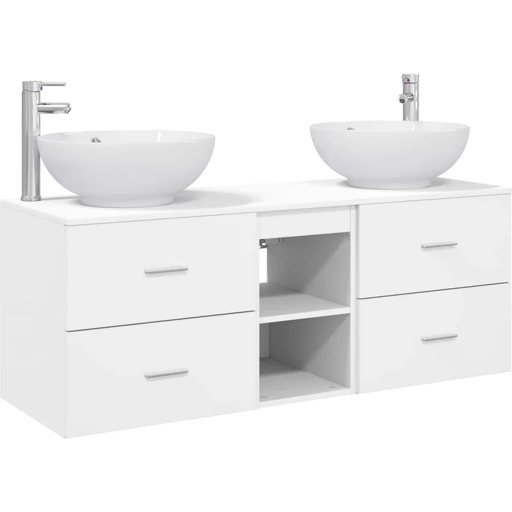 vidaXL Badezimmerschrank-Set 3 stk. Weiß 129 x 44,5 x 80 cm 3405899 – Bild 2