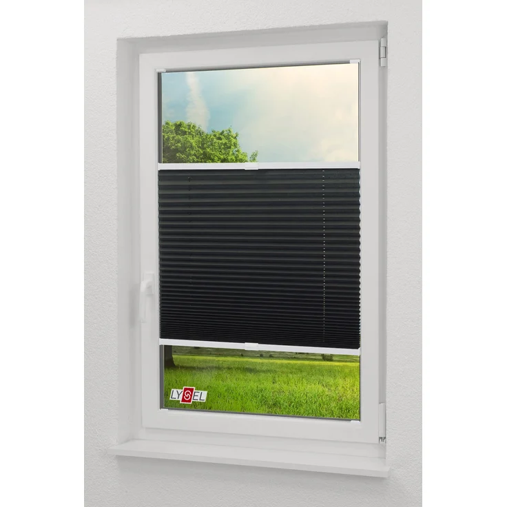 Lysel - Qualitätsplissee Crush Tageslicht graphitschwarz - Plissee in der Größe (Bx H) 50cm * 130cm – Bild 1