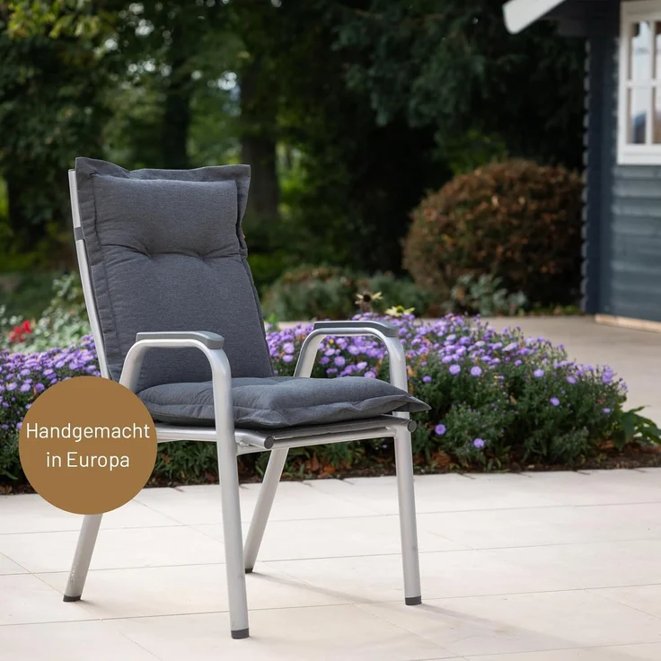 Herlag Polsterauflage Ava Niedriglehner Gartenstuhlauflage extra dick, 103x50x9cm, (1 St), Polsterauflage Niederlehner für Stapelstühle, Anthrazit – Bild 2