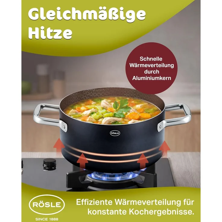 RÖSLE Kochtopf EBONIC Ø20 cm ProNero Keramik-Wabenbeschichtung 911061 – Bild 5