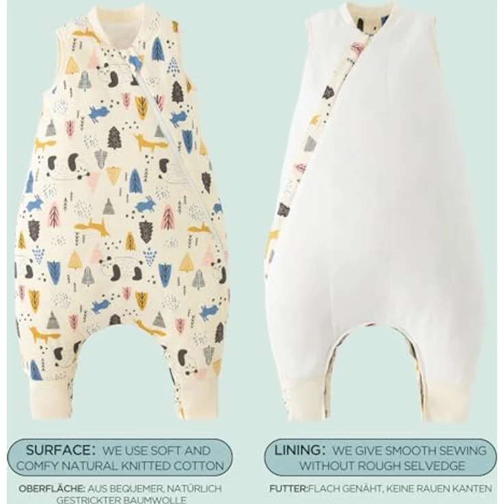 Duomiaomiao Baby Schlafsack, 1x Winterschlafsack, Panda/2.5 Tog, 65cm / Babygröße 70-80cm, 100% Baumwolle – Bild 8