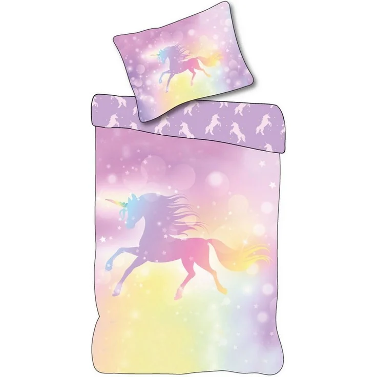 Einhorn Regenbogen Bettwäsche Set 2 tlg 135 x 200 cm 100% Baumwolle – Bild 1