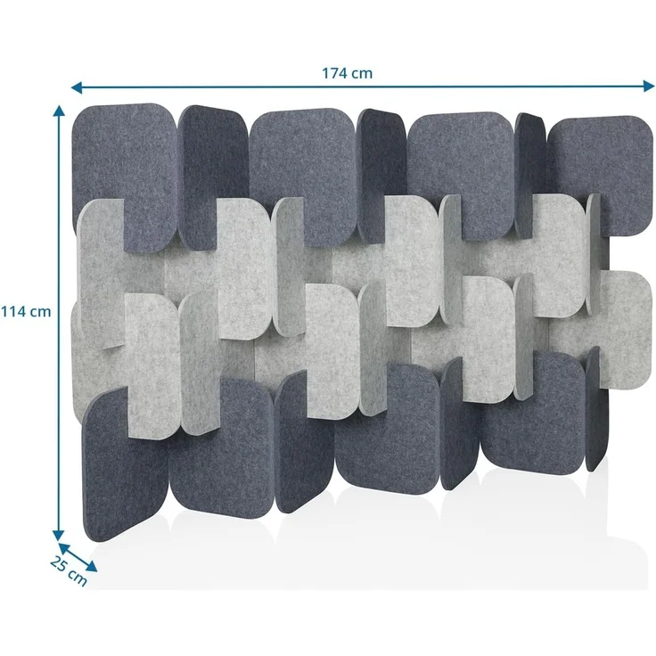 hjh OFFICE Akustik Trennwand 114x174 cm FLEXMIUT Plug 4er Set Stehwand erweiterbar, dekorativer Sichtschutz, Grau/Hellgrau – Bild 4