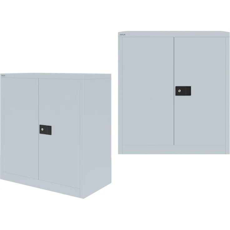 BISLEY Universal Flügeltürenschrank abschließbar - Stahlschrank mit 3-Punkt-Schloss, Tiefe: 50 cm - Werkstattschrank aus Metall mit 1 verzinkten Fachboden für 2 Reihen - Farbe: lichtgrau, HC402S1G-645 – Bild 4