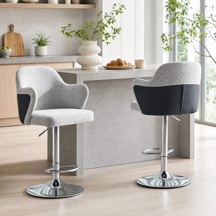 Barhocker-Set, 2 Stück, 118x45x37.6 cm, höhenverstellbar und 360° drehbar – Bild 1