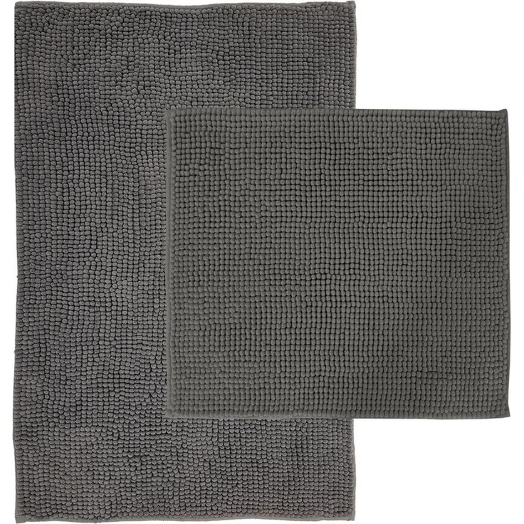 NYVI Badematte Badematten Set 2 teilig Chenille 50x80 Badematte und 45x50 WC-Vorleger, Höhe 20 mm, Polyester, Badezimmerteppich Set - Rutschfest, Saugstark, Schnell Trocknend – Bild 1