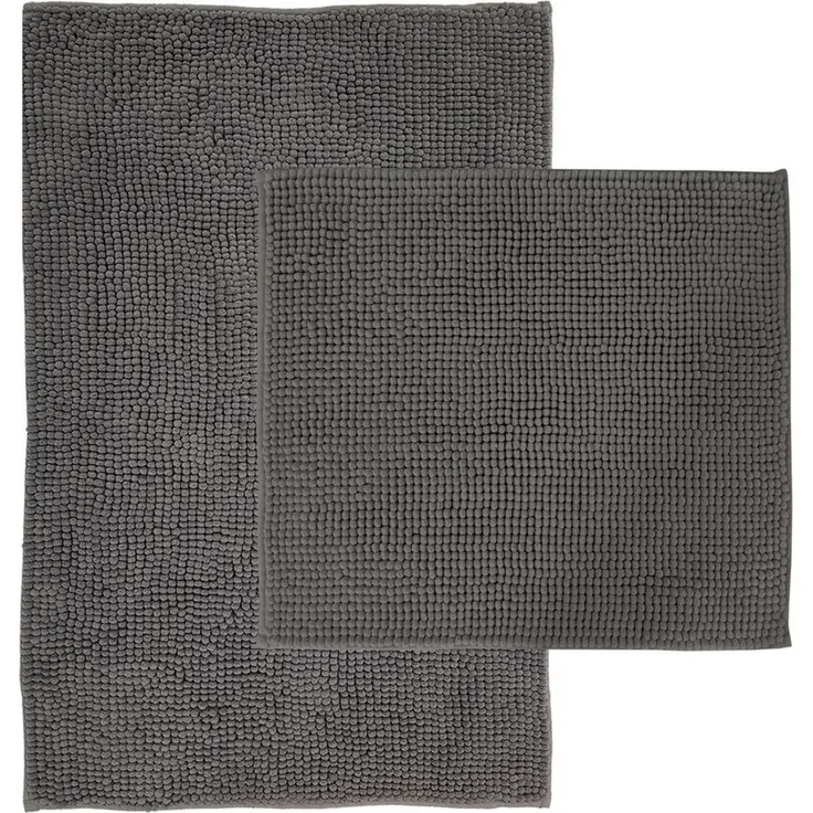 NYVI Badematte Badematten Set 2 teilig Chenille 50x80 Badematte und 45x50 WC-Vorleger, Höhe 20 mm, Polyester, Badezimmerteppich Set - Rutschfest, Saugstark, Schnell Trocknend
