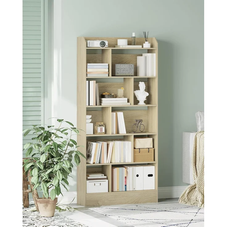 Bücherregal, Bücherschrank, mit 6 Fächern, Aufbewahrungsregal, Standregal, für Wohnzimmer, Büro, Schlafzimmer, 24 x 80 x 170 cm, Eichenbeige – Bild 3