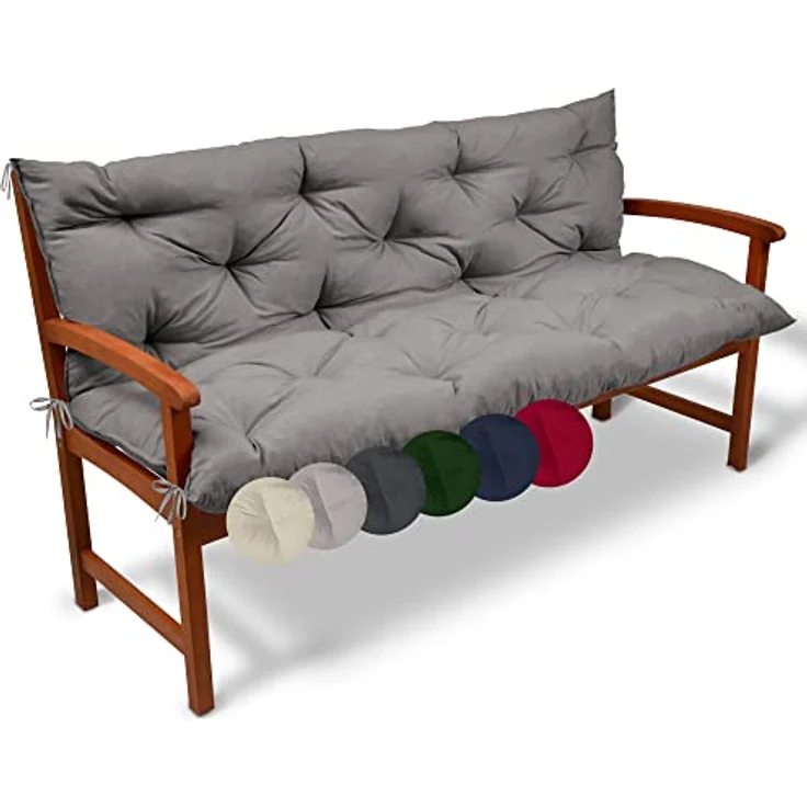 Beautissu Bankauflage Flair BR Hellgrau, 120 x 100 x 10 cm – Bild 2