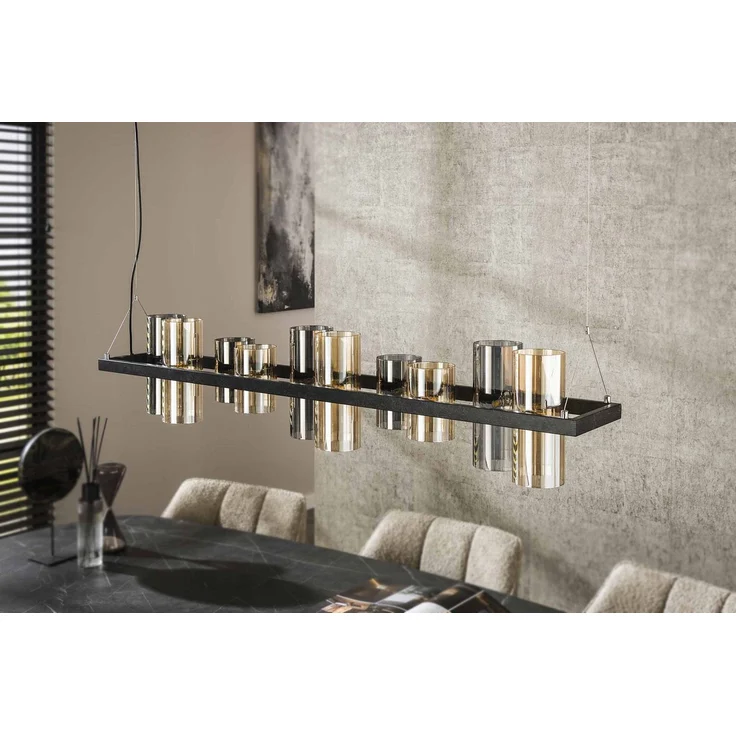 KAWOLA Hängeleuchte MALLAWI Hängelampe 10-flammig Glas schwarz 150 x 20 x 130 cm – Bild 2
