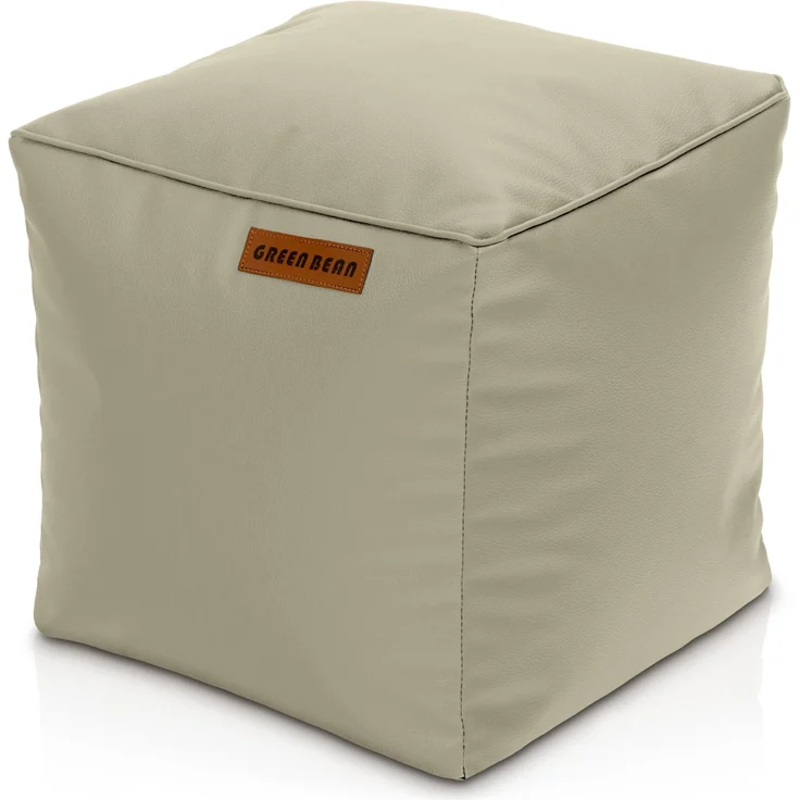 Green Bean® Sitzhocker aus Kunstleder - Pouf mit EPS Perlen Füllung - 40 x 40 cm - perfekte Ergänzung zum Sitzsack - Grau-Beige – Bild 1