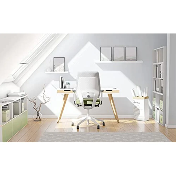 Interstuhl Joyce Interior Edition, ergonomischer Bürostuhl mit Synchromechanik, verstellbarer Rückenlehne und Lordose, Designer-Rollen (Grün | Hellgrau) – Bild 2