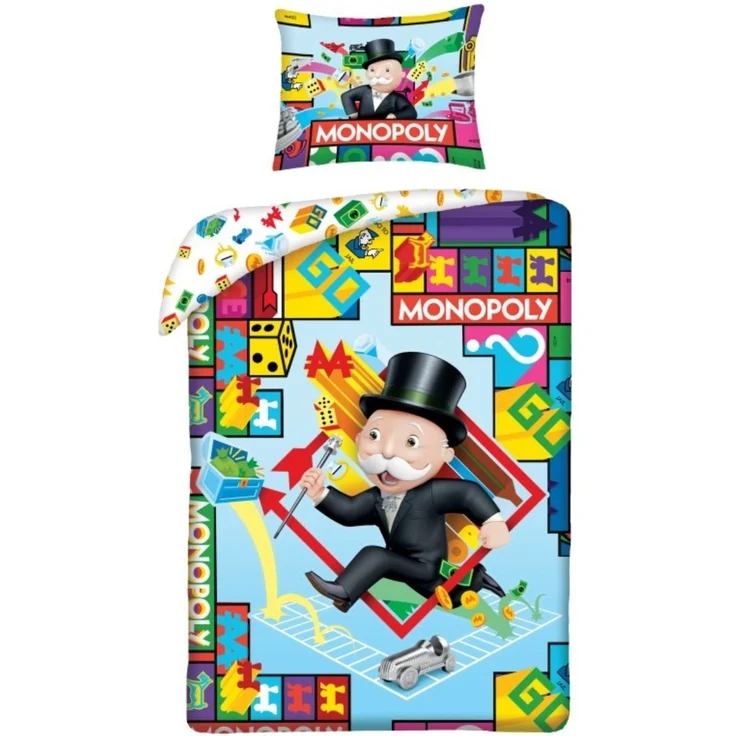 Monopoly Bettwäsche Set aus Baumwolle Bettdeckenbezug 140 × 200 cm mit 70 × 90 cm Kissenbezug – Bild 1