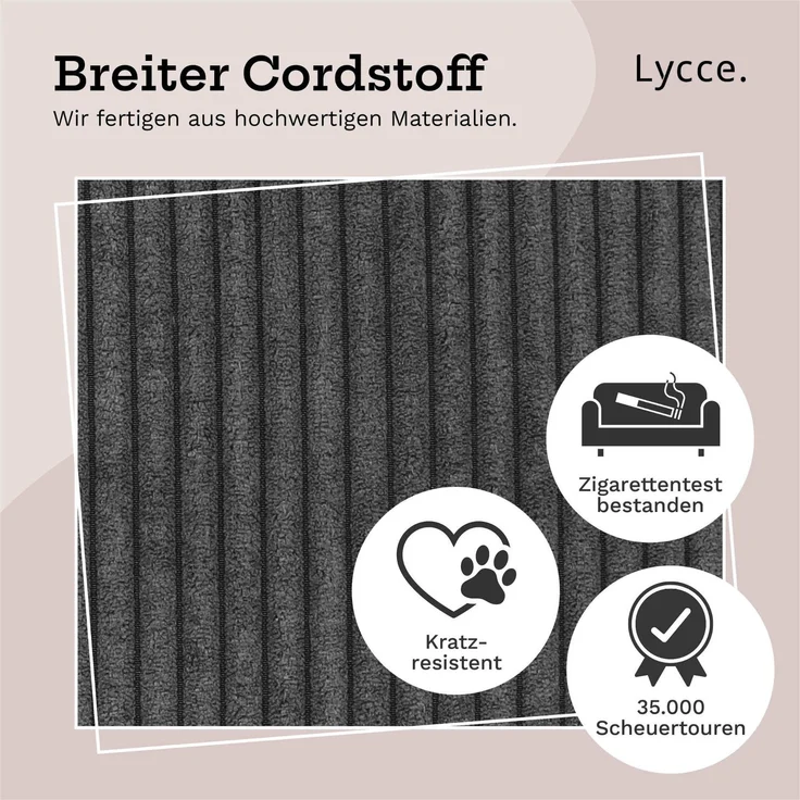 Lycce Kopfstütze Wandkissen Cord - Wandpolster Kopfteil Betten & Rückenkissen Sitzbank, (1 St) – Bild 6