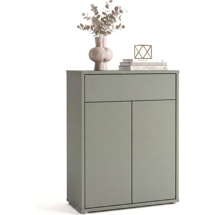 Newroom Schuhschrank Salbei 75 cm grifflos mit Schublade und 2 Türen für Flur und Diele