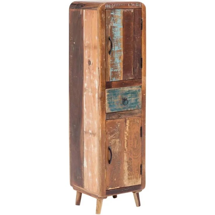 Kalkutta II Hochschrank fürs Bad, Recyceltes Holz, Einzigartiges Design