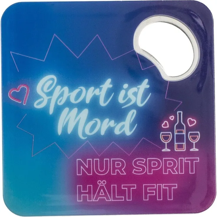 Untersetzer mit Flaschenöffner lustige Sprüche ca. 9,5 cm Bierdeckel Sport ist Mord