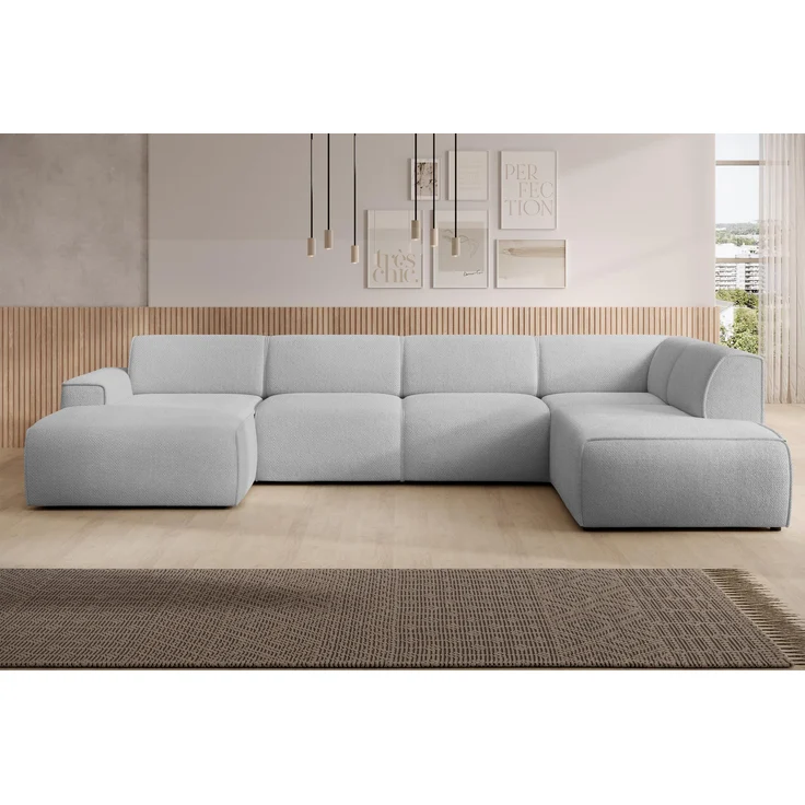 AX LIVING XXL Sofa U Form Didim Hellgrau 378cm breit modern & großzügig R – Bild 2