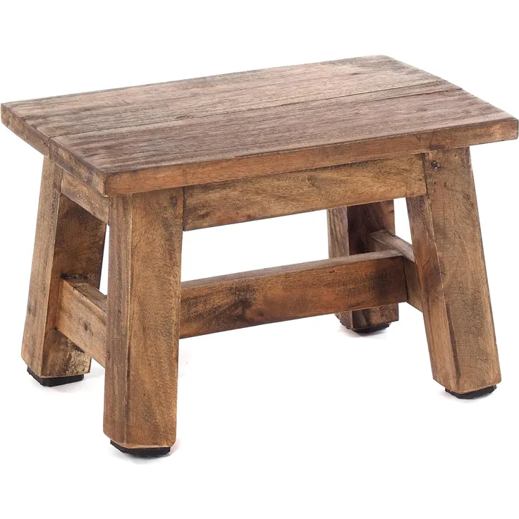 DESIGN DELIGHTS Rustikaler FUSSHOCKER Monte | 21 x 30 x 20 cm (HxBxT), Mahagoni Recyclinholz | Holzhocker | Farbe: 01 Natur-Vintage
