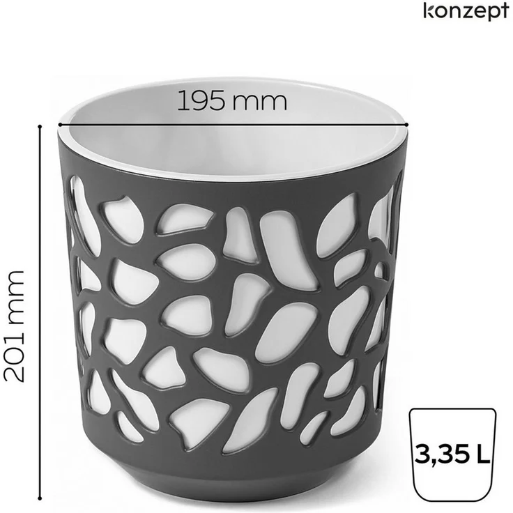 KONZEPT Blumentopf großer Übertopf aus Kunststoff für Zimmerpflanzen (1 St, 19 oder 25 cm im Durchmesser), ideal für Wohnzimmer, Küche und Balkon – Bild 3